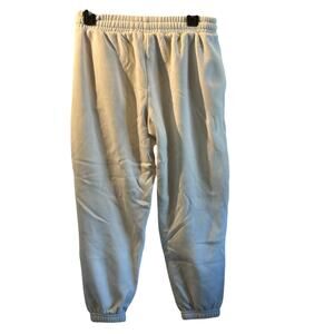 Fabletics white fleece sweatpants medium loungewear running workout classic